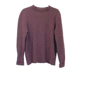 J. Crew Factory Women’s Size M Crew Neck Wool Sweater Burgundy Elbow Patches